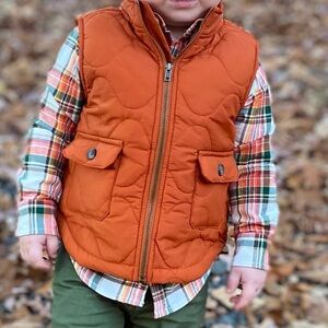 Janie and Jack - Orange Quilted Vest with Pockets